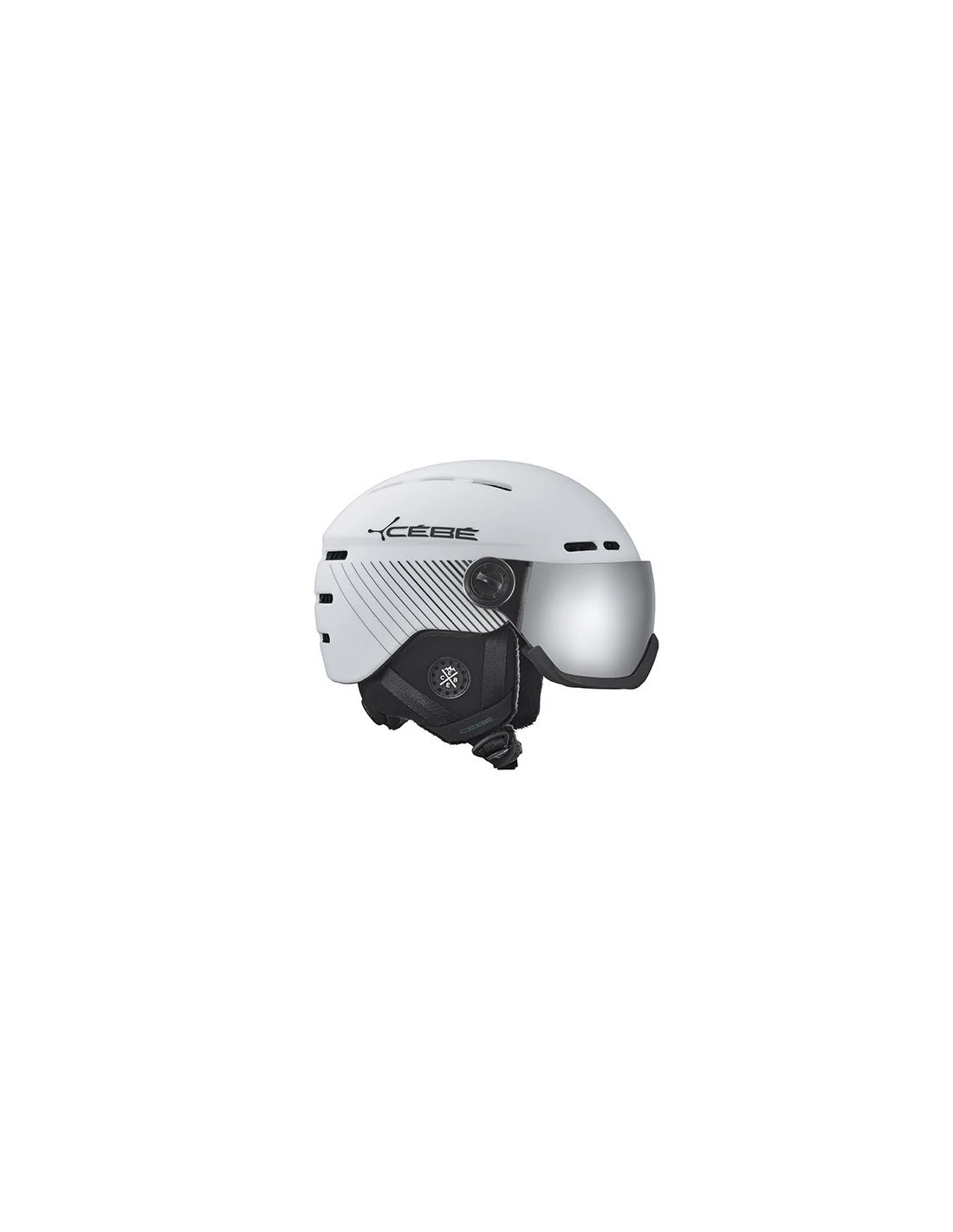 Casque De Ski Neuf Cébé Fireball Matt White Black Line 1/3 3 Casque De Ski Neuf Cébé Fireball Matt White Black Line 1/3
